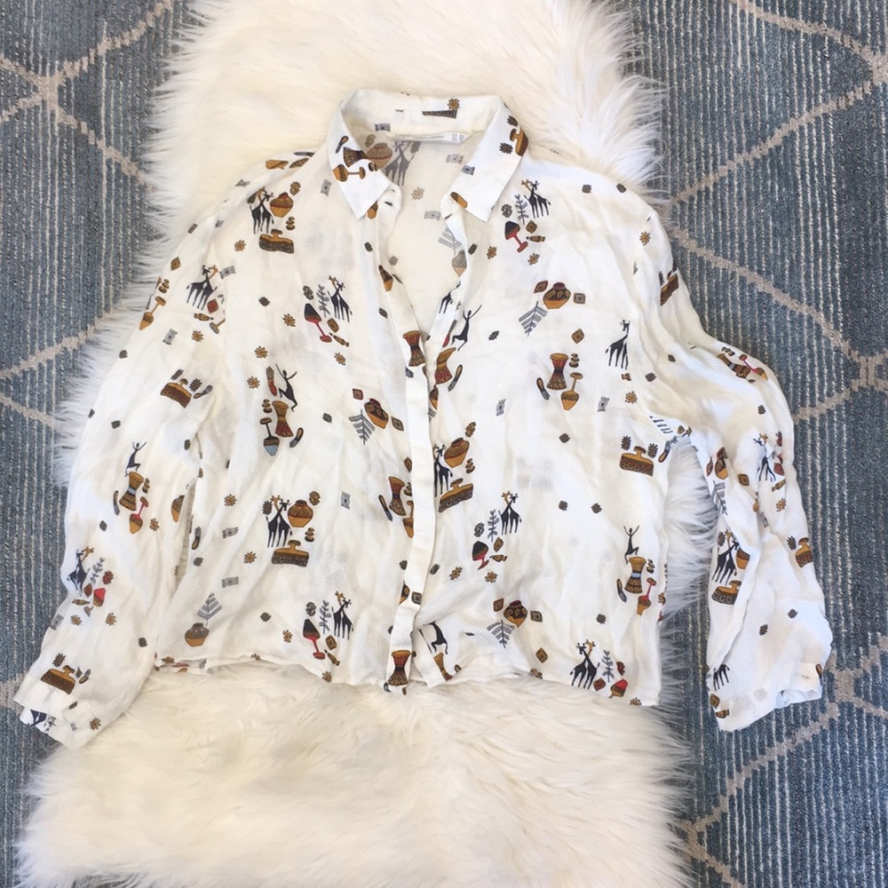 Zara Trafaluc Cropped Button Down